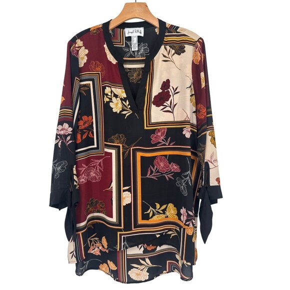 Joseph Ribkoff Floral Geometric Tunic Top Multicolor Womens size large - Picture 3 of 7
